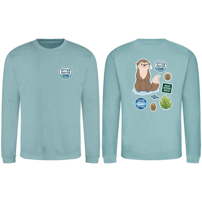 Otter Spotter Club Adult Sweatshirt - Badges of the Wild Seafoam colour variant image