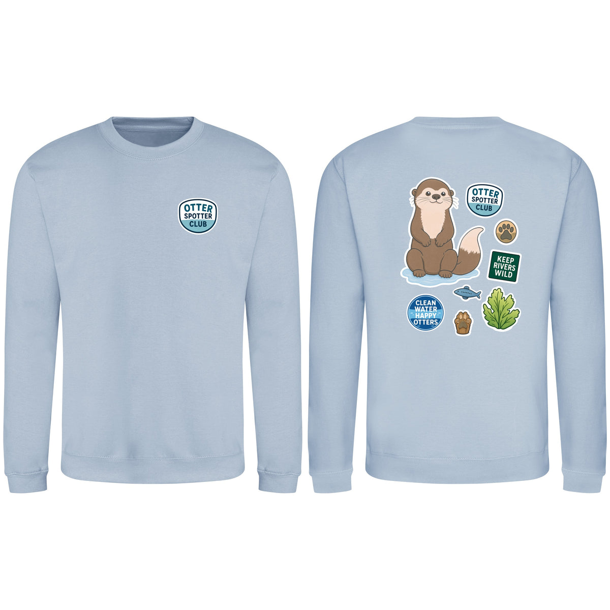 Otter Spotter Club Adult Sweatshirt - Badges of the Wild Sky Blue colour variant image