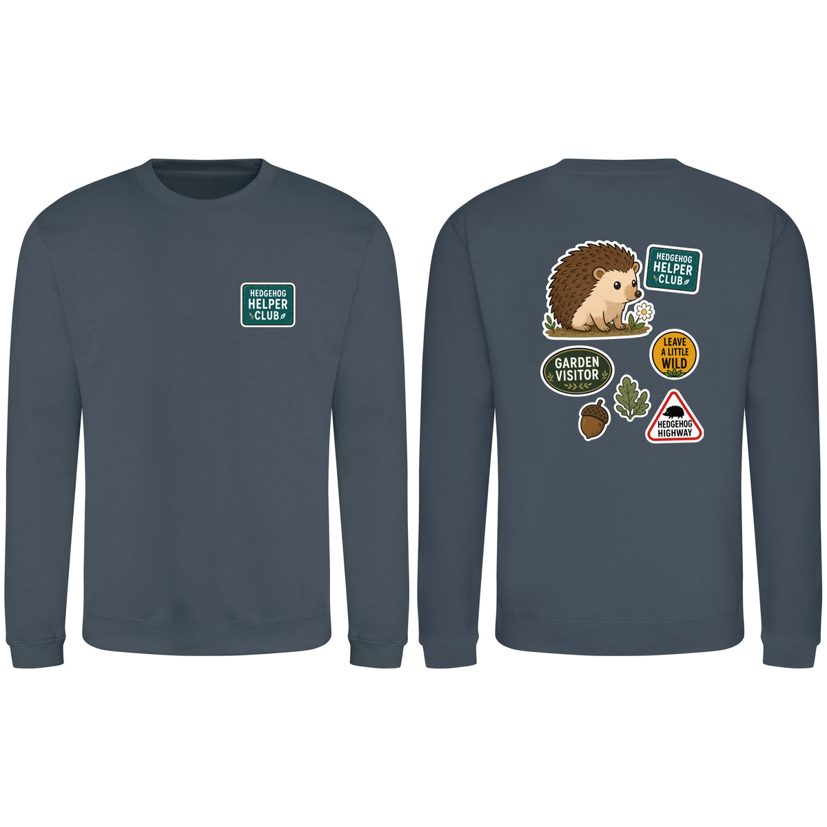 Hedgehog Helper Club Adult Sweatshirt - Badges of the Wild Airforce Blue colour variant image
