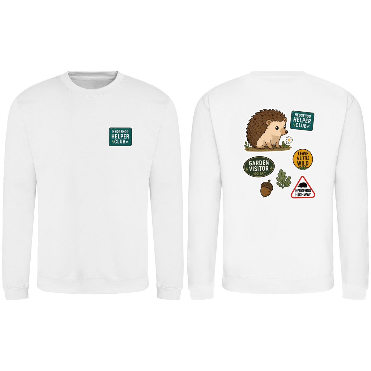 Hedgehog Helper Club Adult Sweatshirt - Badges of the Wild Arctic White colour variant image