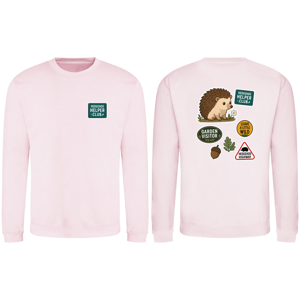 Hedgehog Helper Club Adult Sweatshirt - Badges of the Wild Baby Pink colour variant image