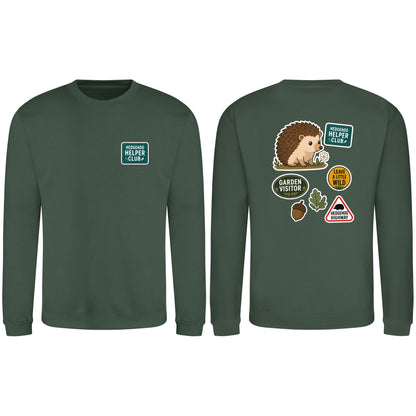 Hedgehog Helper Club Adult Sweatshirt - Badges of the Wild Bottle Green colour variant image