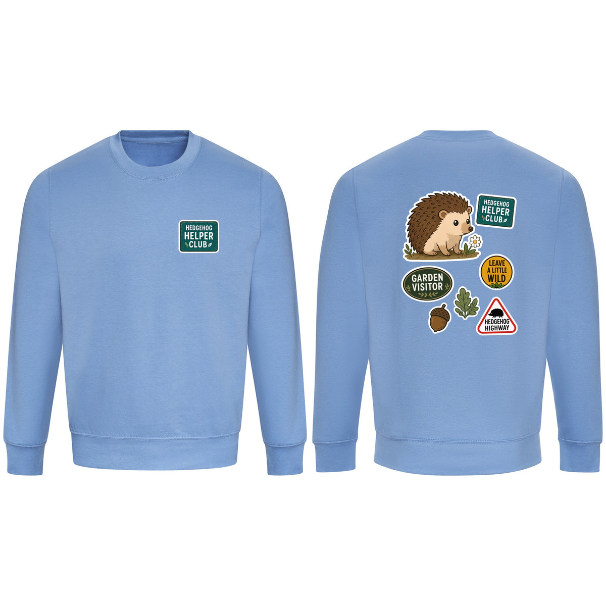 Hedgehog Helper Club Adult Sweatshirt - Badges of the Wild Cornflower Blue colour variant image
