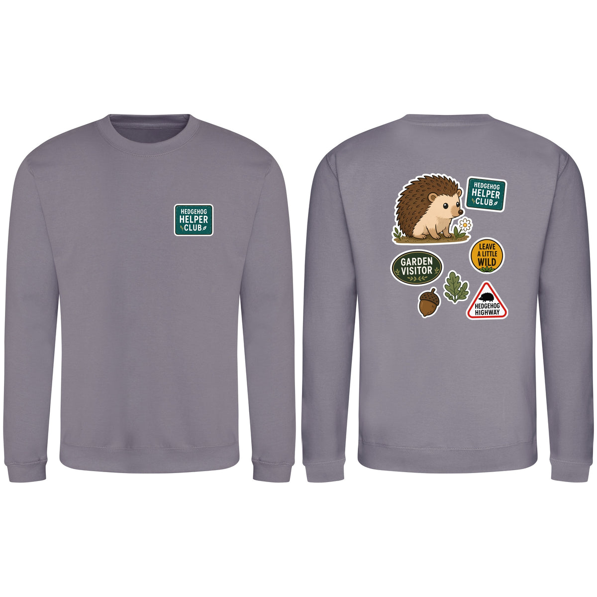 Hedgehog Helper Club Adult Sweatshirt - Badges of the Wild Dusty Lilac colour variant image