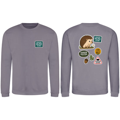 Hedgehog Helper Club Adult Sweatshirt - Badges of the Wild Dusty Lilac colour variant image