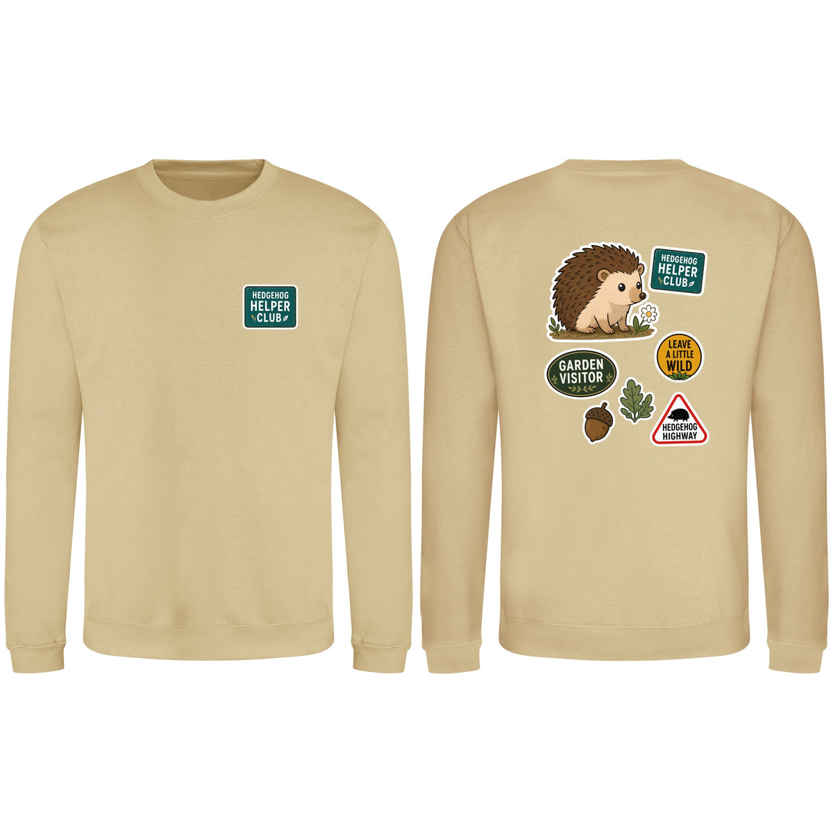 Hedgehog Helper Club Adult Sweatshirt - Badges of the Wild Desert Sand colour variant image