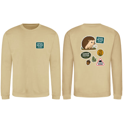 Hedgehog Helper Club Adult Sweatshirt - Badges of the Wild Desert Sand colour variant image