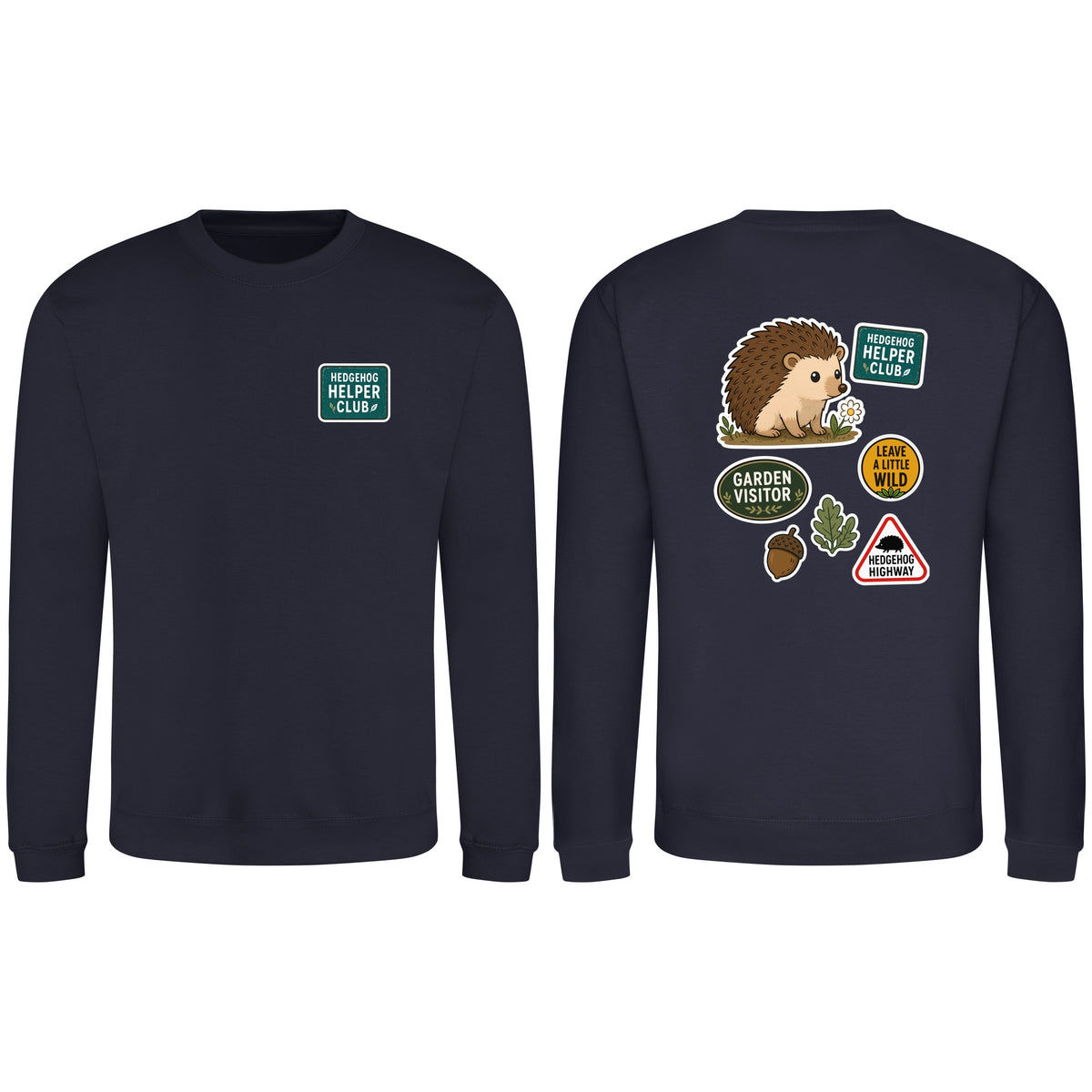 Hedgehog Helper Club Adult Sweatshirt - Badges of the Wild French Navy colour variant image