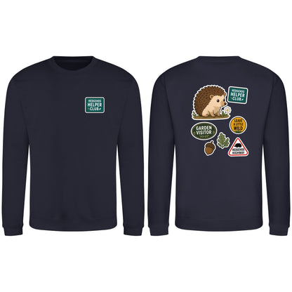 Hedgehog Helper Club Adult Sweatshirt - Badges of the Wild French Navy colour variant image