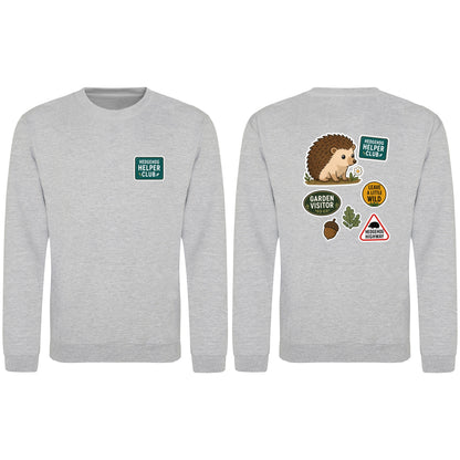 Hedgehog Helper Club Adult Sweatshirt - Badges of the Wild Heather Grey colour variant image