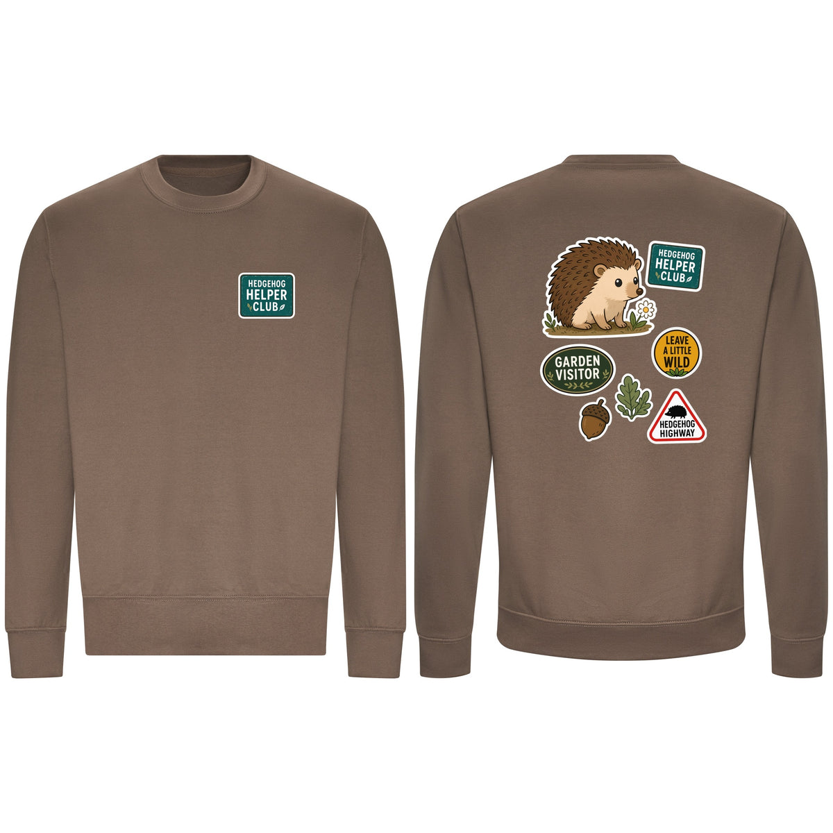 Hedgehog Helper Club Adult Sweatshirt - Badges of the Wild Mocha Brown colour variant image