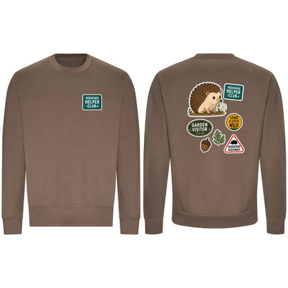 Hedgehog Helper Club Adult Sweatshirt - Badges of the Wild Mocha Brown colour variant image