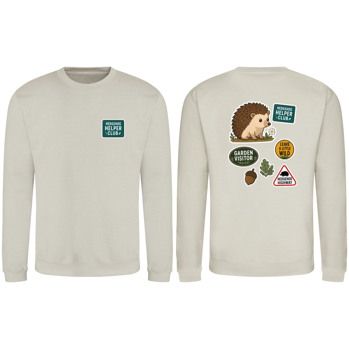 Hedgehog Helper Club Adult Sweatshirt - Badges of the Wild Natural Stone colour variant image