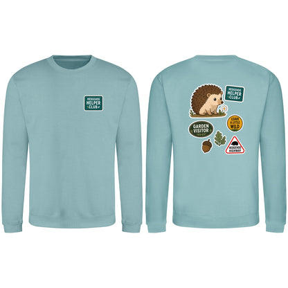 Hedgehog Helper Club Adult Sweatshirt - Badges of the Wild Seafoam colour variant image