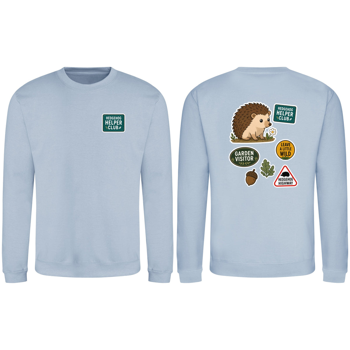 Hedgehog Helper Club Adult Sweatshirt - Badges of the Wild Sky Blue colour variant image