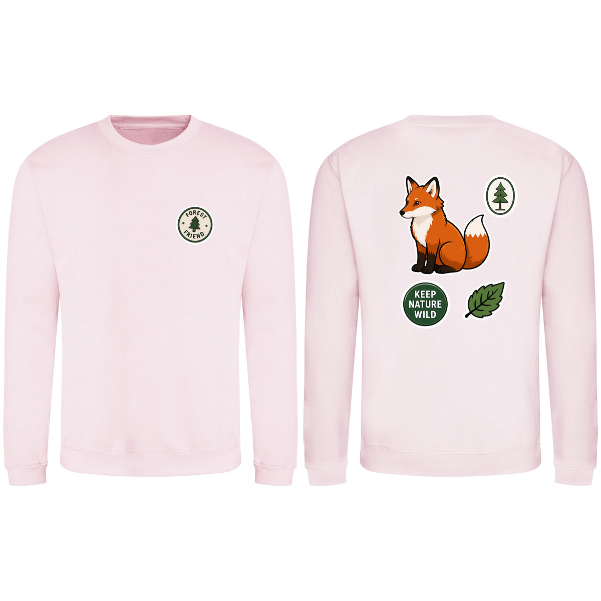 Forest Protector Adult Sweatshirt - Badges of the Wild Baby Pink colour variant image