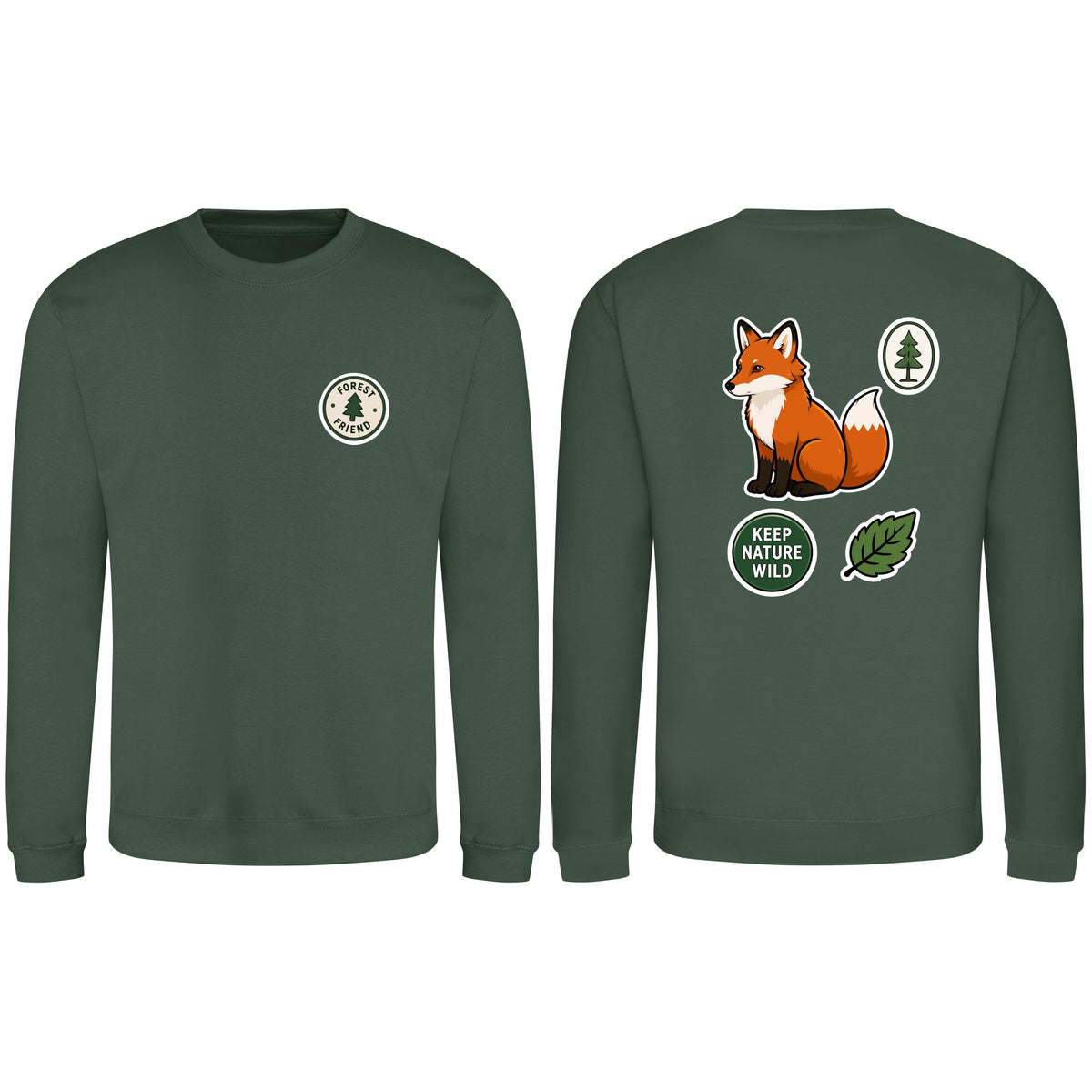 Forest Protector Adult Sweatshirt - Badges of the Wild Bottle Green colour variant image