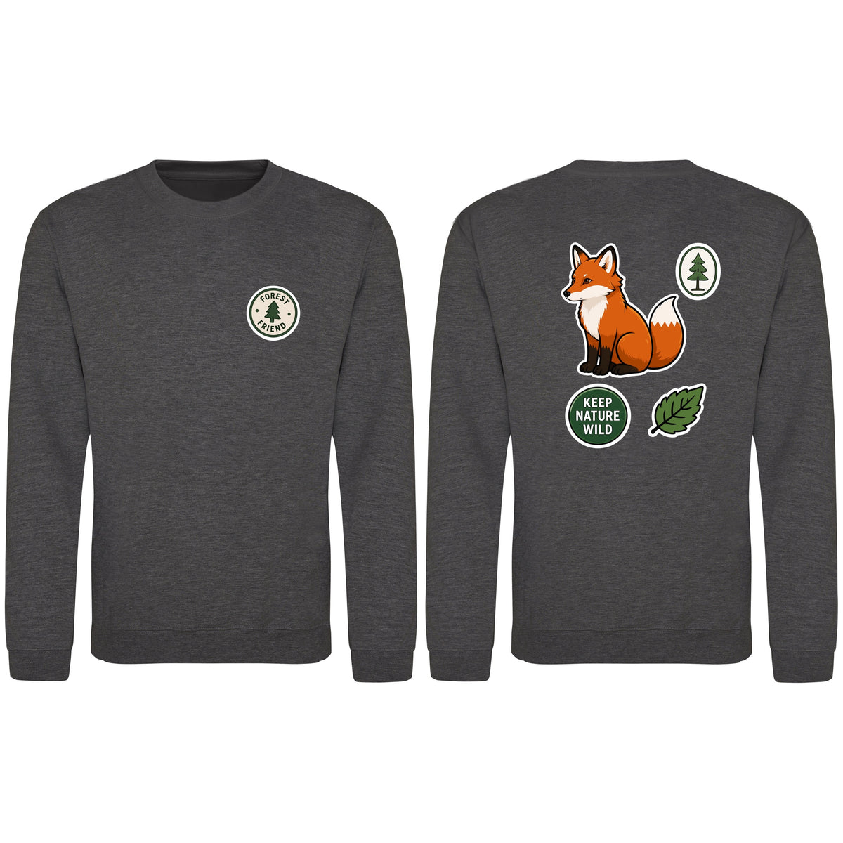 Forest Protector Adult Sweatshirt - Badges of the Wild Charcoal colour variant image