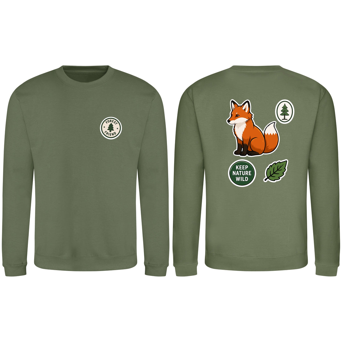 Forest Protector Adult Sweatshirt - Badges of the Wild Earthy Green colour variant image