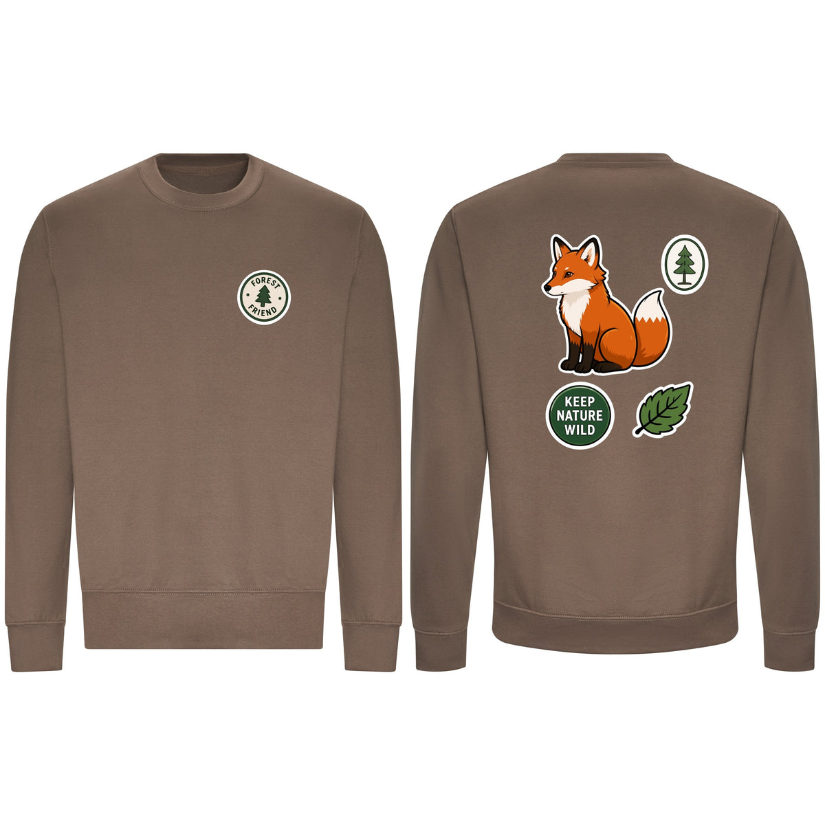 Forest Protector Adult Sweatshirt - Badges of the Wild Mocha Brown colour variant image