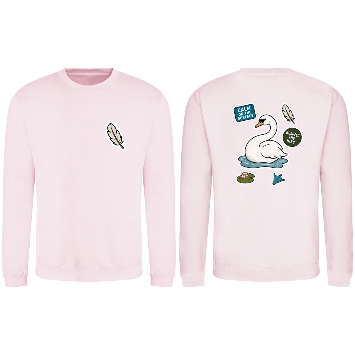 Calm on the Surface Adult Sweatshirt - Badges of the Wild Baby Pink colour variant image