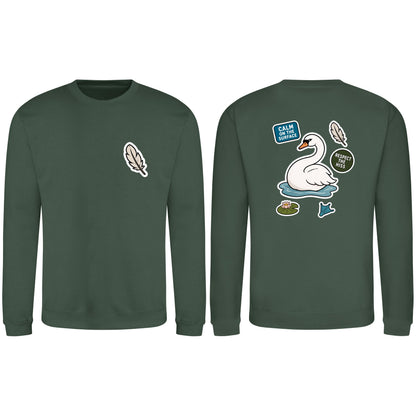 Calm on the Surface Adult Sweatshirt - Badges of the Wild Bottle Green colour variant image