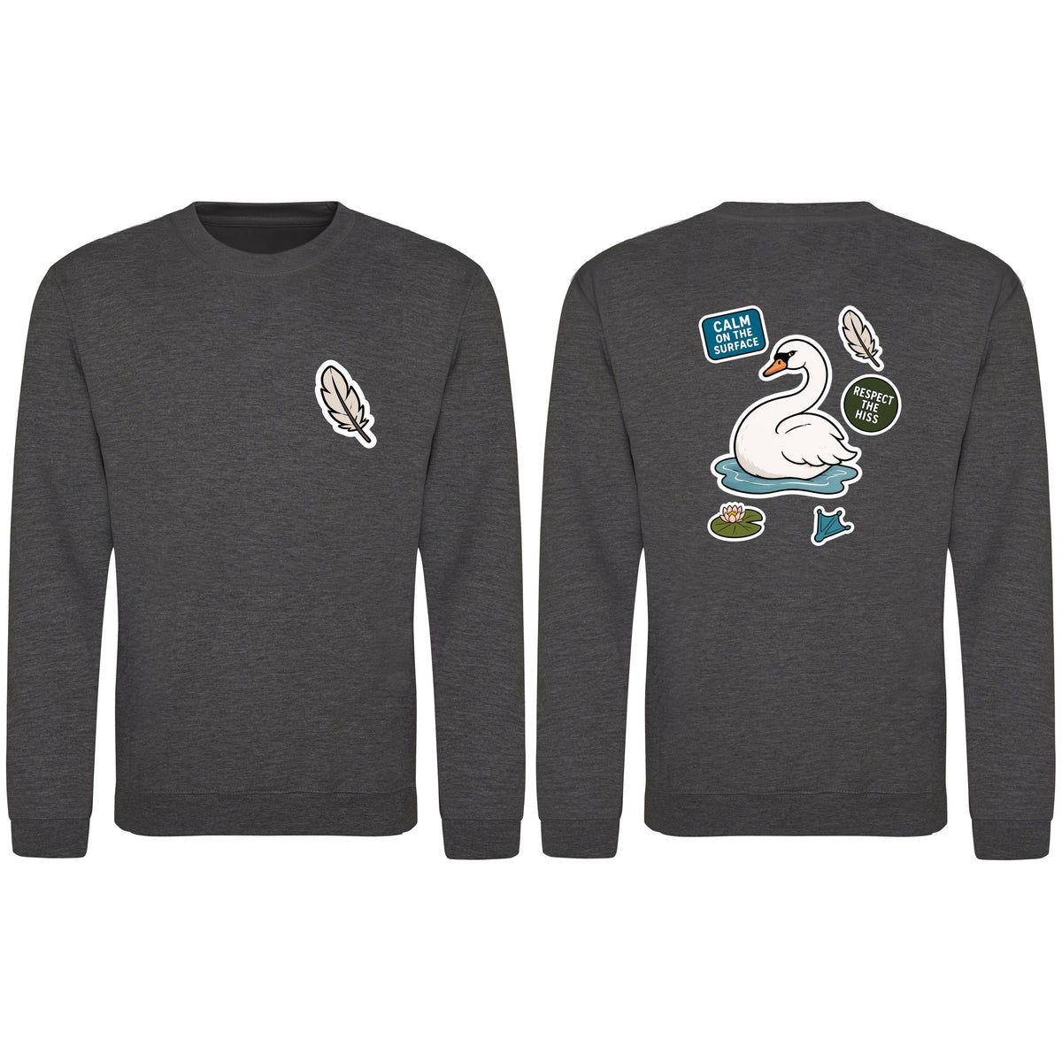 Calm on the Surface Adult Sweatshirt - Badges of the Wild Charcoal colour variant image