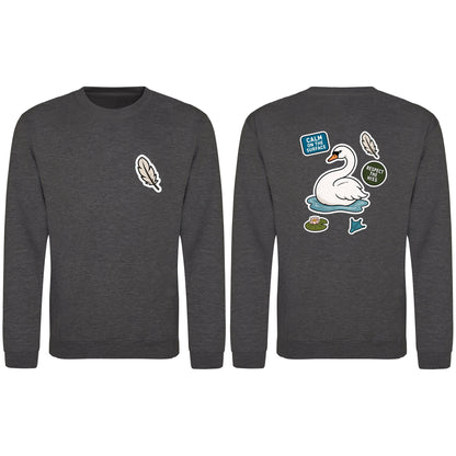 Calm on the Surface Adult Sweatshirt - Badges of the Wild Charcoal colour variant image