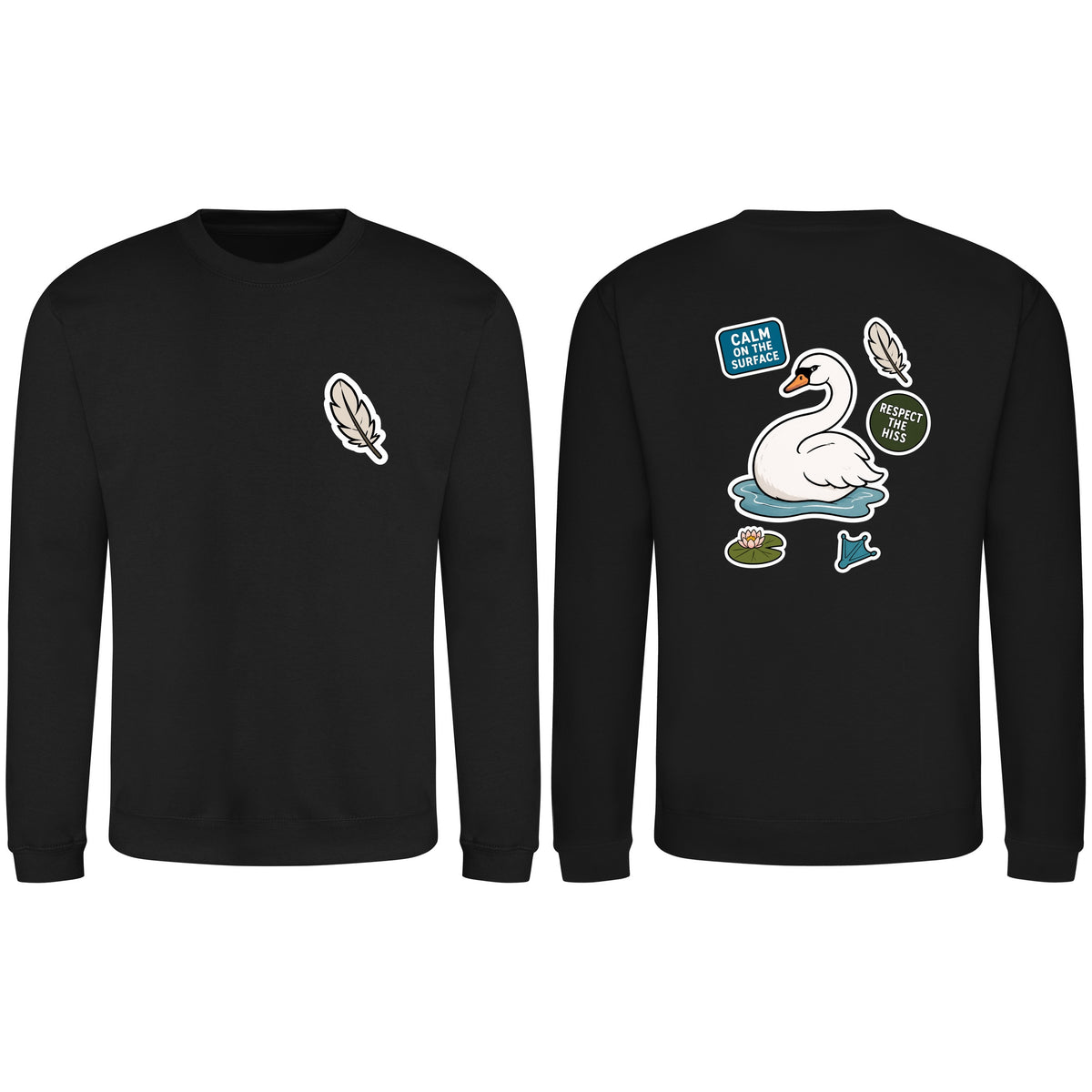 Calm on the Surface Adult Sweatshirt - Badges of the Wild Deep Black colour variant image