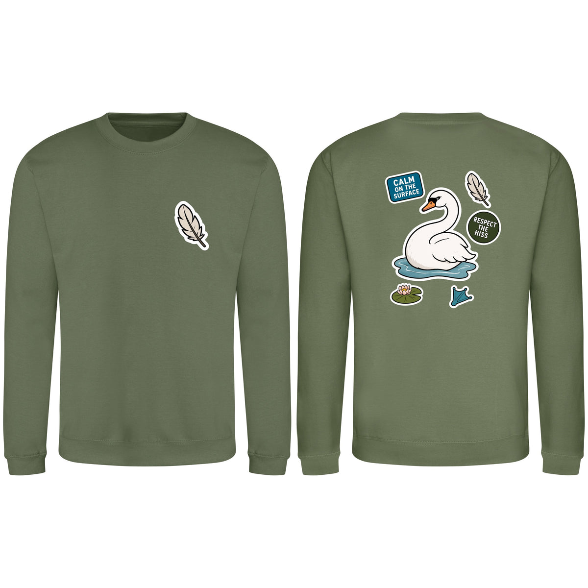 Calm on the Surface Adult Sweatshirt - Badges of the Wild Earthy Green colour variant image