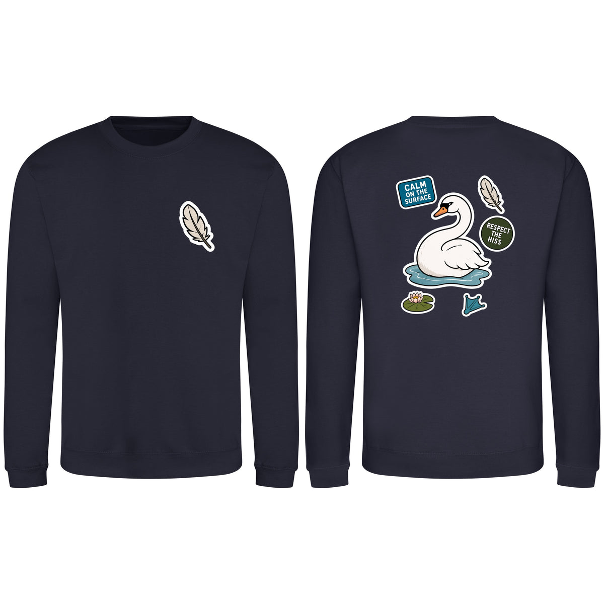 Calm on the Surface Adult Sweatshirt - Badges of the Wild French Navy colour variant image