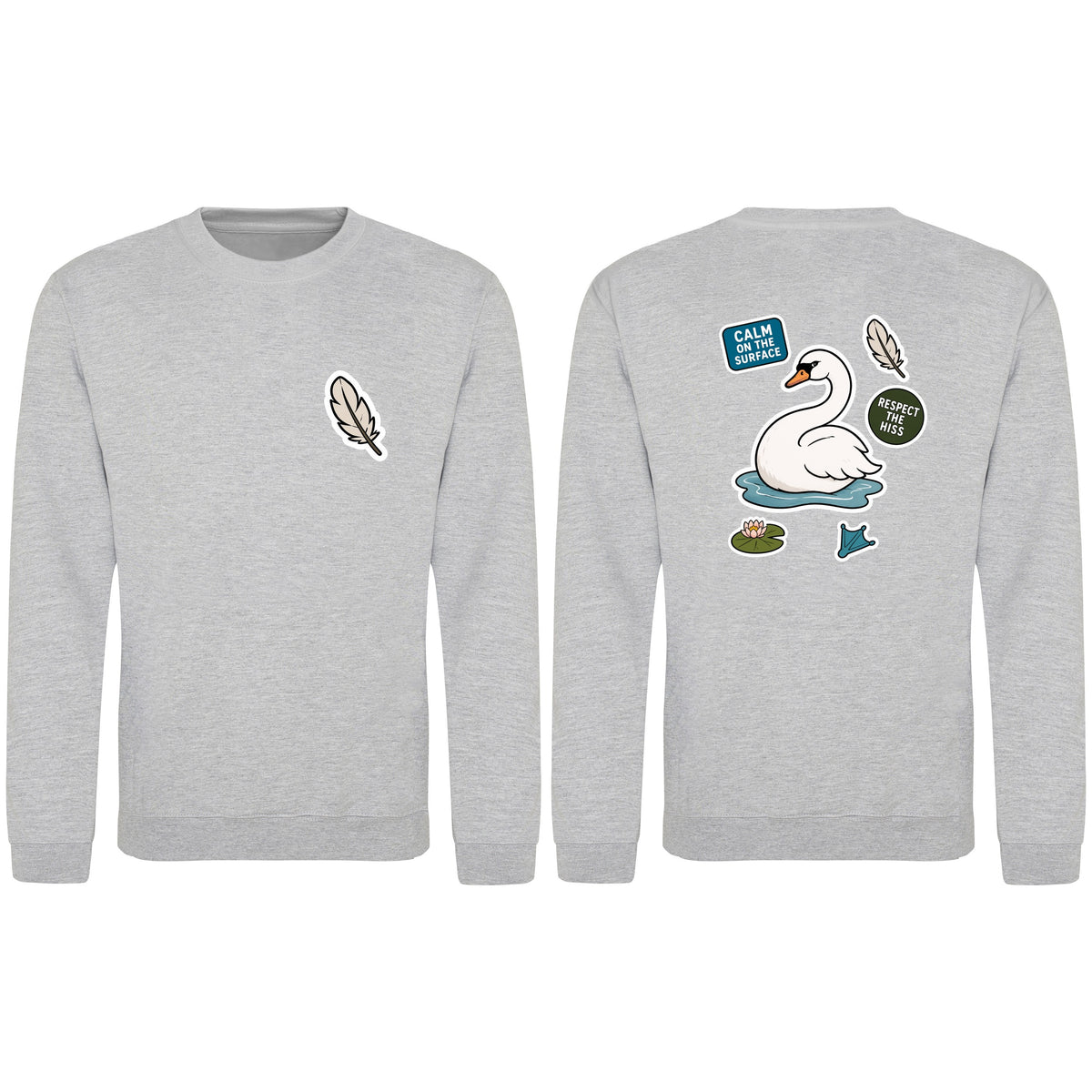 Calm on the Surface Adult Sweatshirt - Badges of the Wild Heather Grey colour variant image