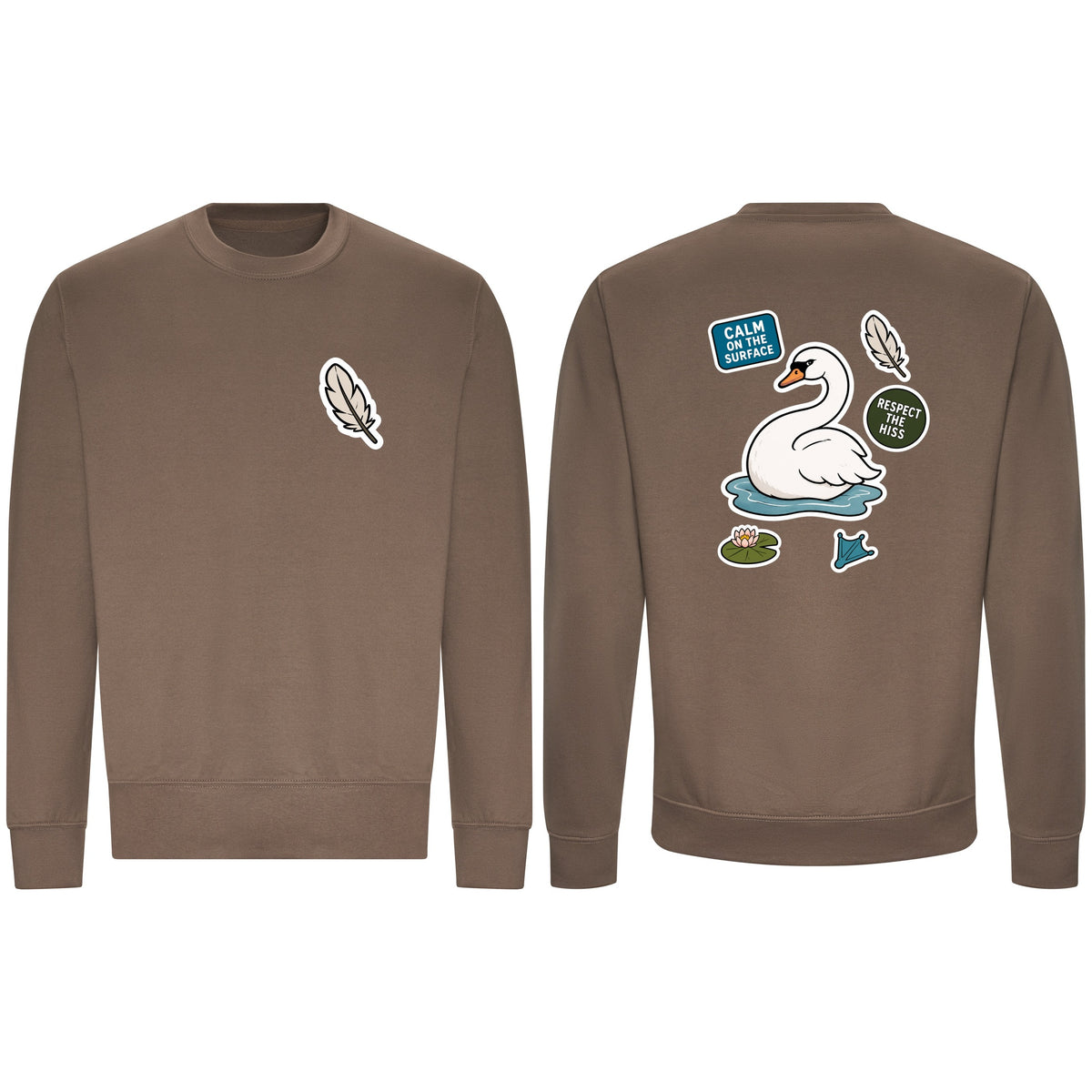 Calm on the Surface Adult Sweatshirt - Badges of the Wild Mocha Brown colour variant image