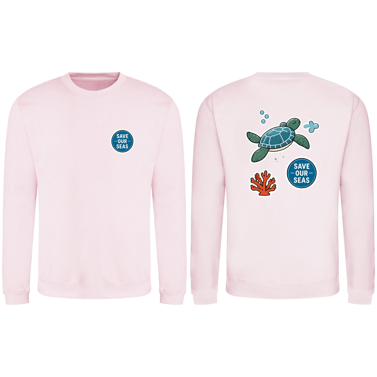 Save Our Seas Adult Sweatshirt - Badges of the Wild Baby Pink colour variant image