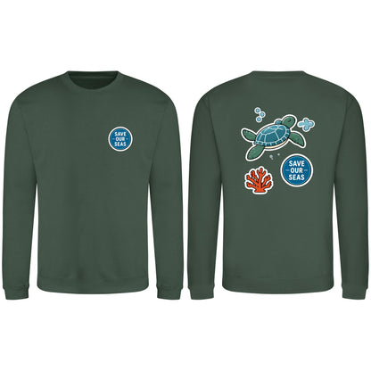 Save Our Seas Adult Sweatshirt - Badges of the Wild Bottle Green colour variant image