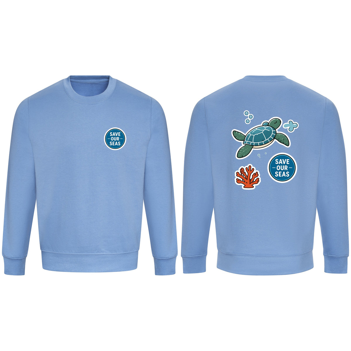 Save Our Seas Adult Sweatshirt - Badges of the Wild Cornflower Blue colour variant image