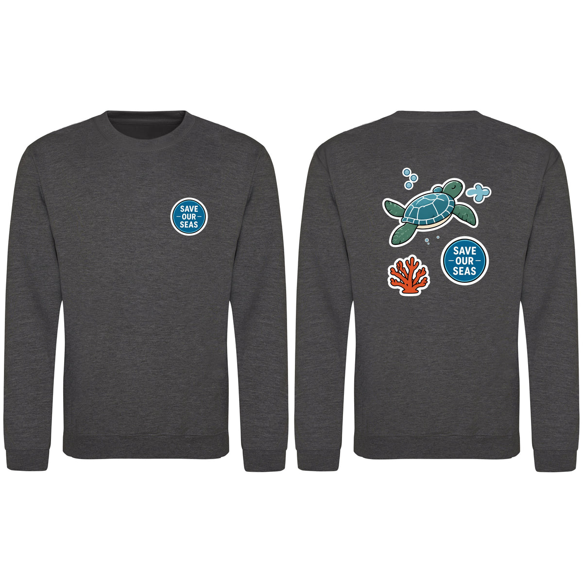 Save Our Seas Adult Sweatshirt - Badges of the Wild Charcoal colour variant image