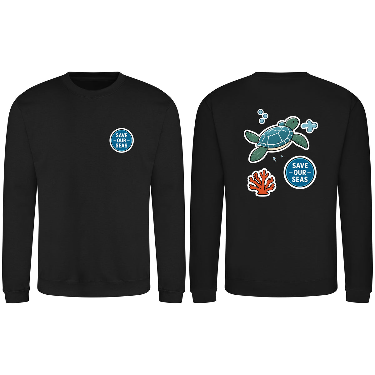 Save Our Seas Adult Sweatshirt - Badges of the Wild Deep Black colour variant image