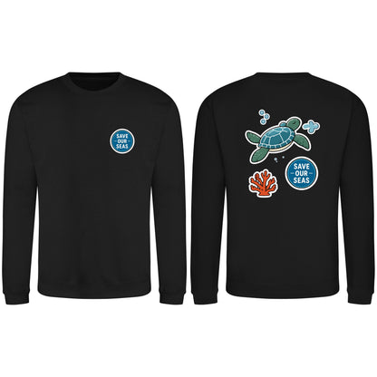 Save Our Seas Adult Sweatshirt - Badges of the Wild Deep Black colour variant image