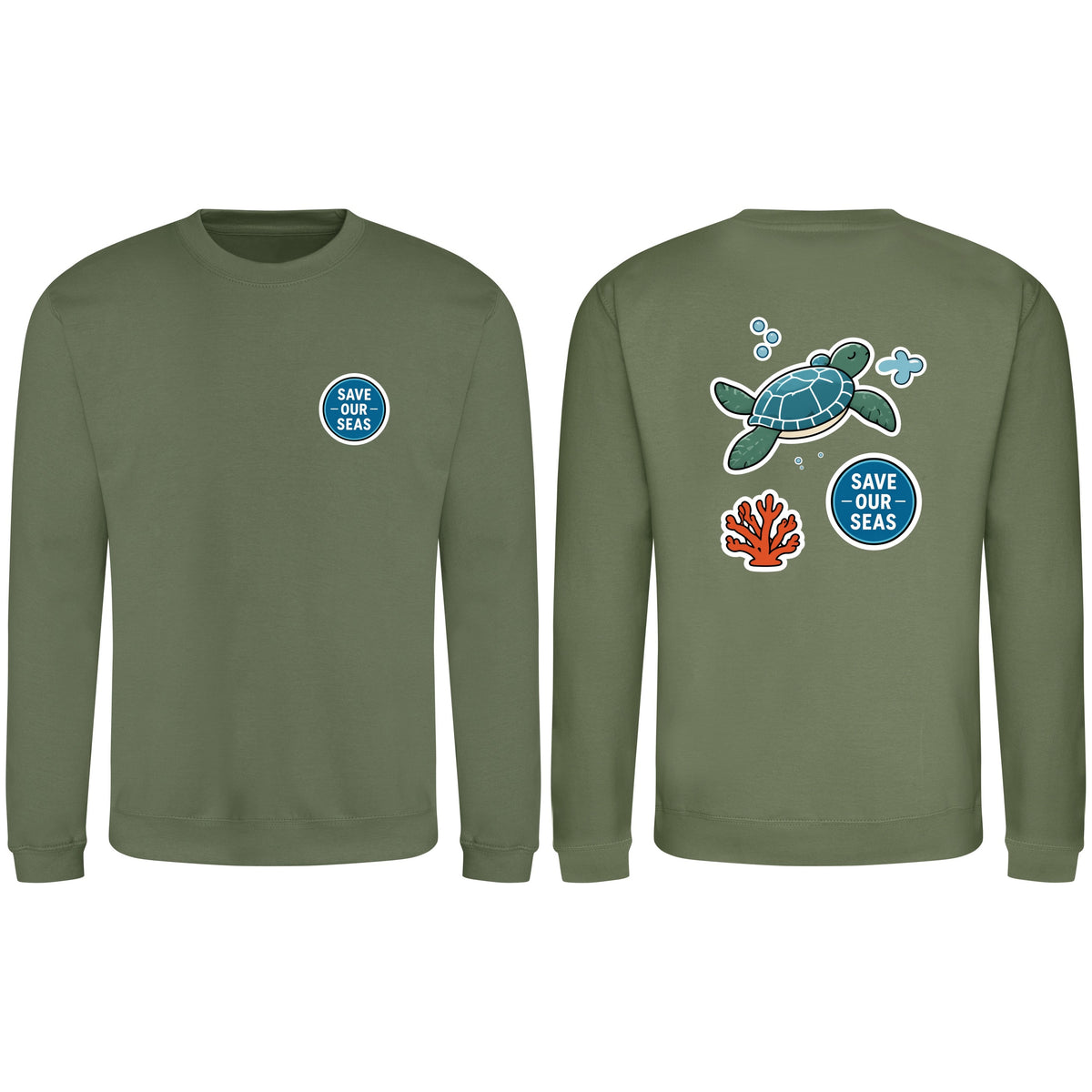 Save Our Seas Adult Sweatshirt - Badges of the Wild Earthy Green colour variant image