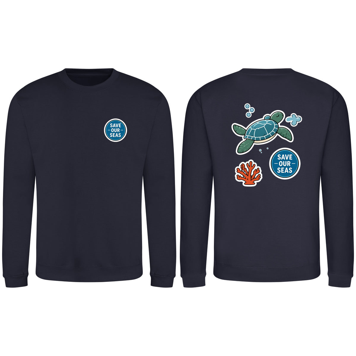 Save Our Seas Adult Sweatshirt - Badges of the Wild French Navy colour variant image
