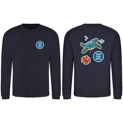 Save Our Seas Adult Sweatshirt - Badges of the Wild French Navy colour variant image