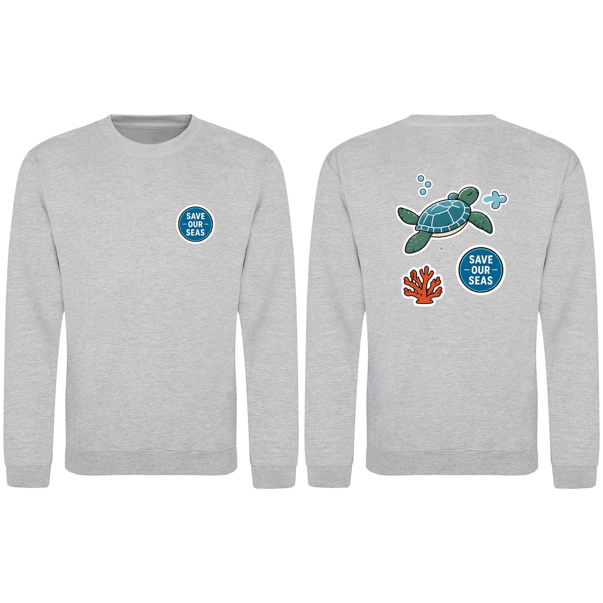 Save Our Seas Adult Sweatshirt - Badges of the Wild Heather Grey colour variant image