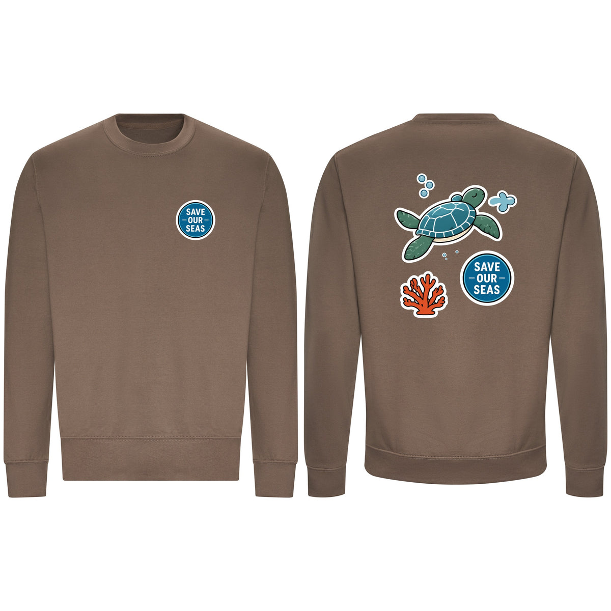 Save Our Seas Adult Sweatshirt - Badges of the Wild Mocha Brown colour variant image