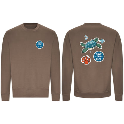 Save Our Seas Adult Sweatshirt - Badges of the Wild Mocha Brown colour variant image