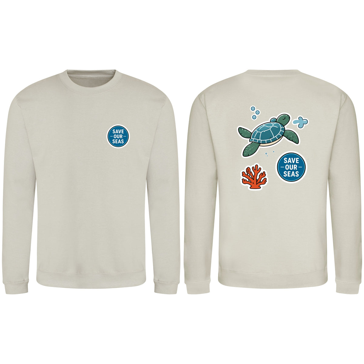 Save Our Seas Adult Sweatshirt - Badges of the Wild Natural Stone colour variant image