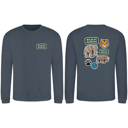 Wildlife Warriors Adult Sweatshirt - Badges of the Wild Airforce Blue colour variant image