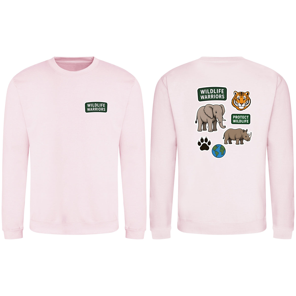 Wildlife Warriors Adult Sweatshirt - Badges of the Wild Baby Pink colour variant image