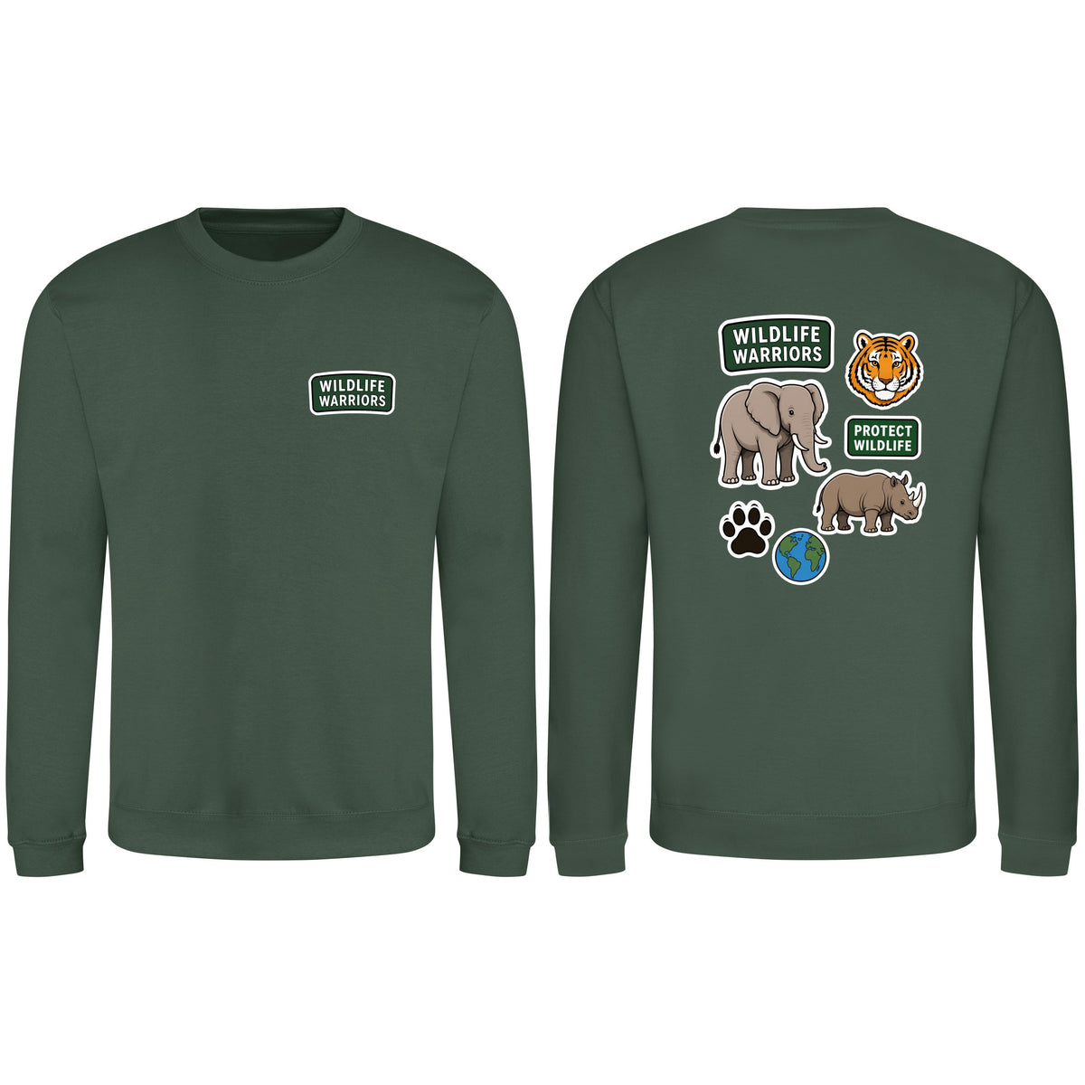 Wildlife Warriors Adult Sweatshirt - Badges of the Wild Bottle Green colour variant image