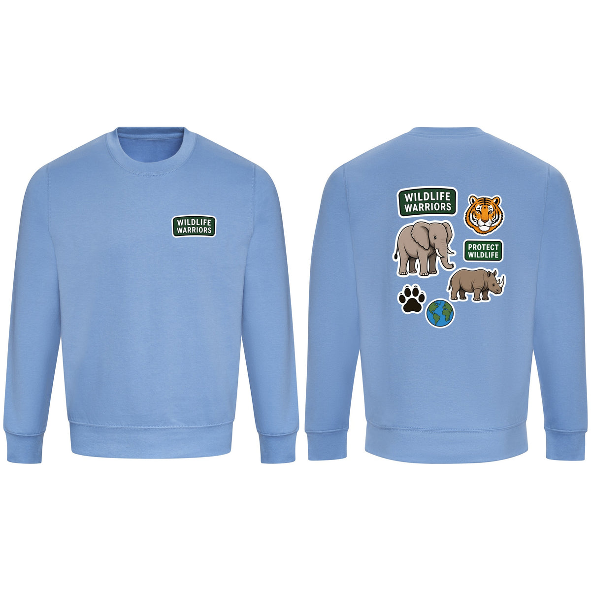 Wildlife Warriors Adult Sweatshirt - Badges of the Wild Cornflower Blue colour variant image